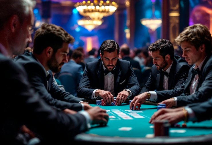 Antarmuka Texas Hold'em Bonus menampilkan kartu komunitas dan opsi taruhan